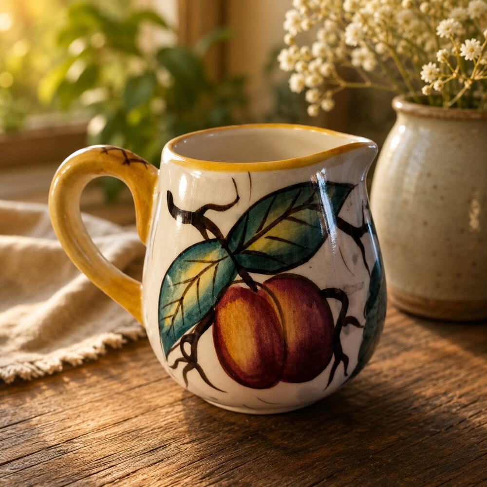 Vintage Bella Casa by Ganz Valerio Fruit Creamer Mini Pitcher Ceramic Jug